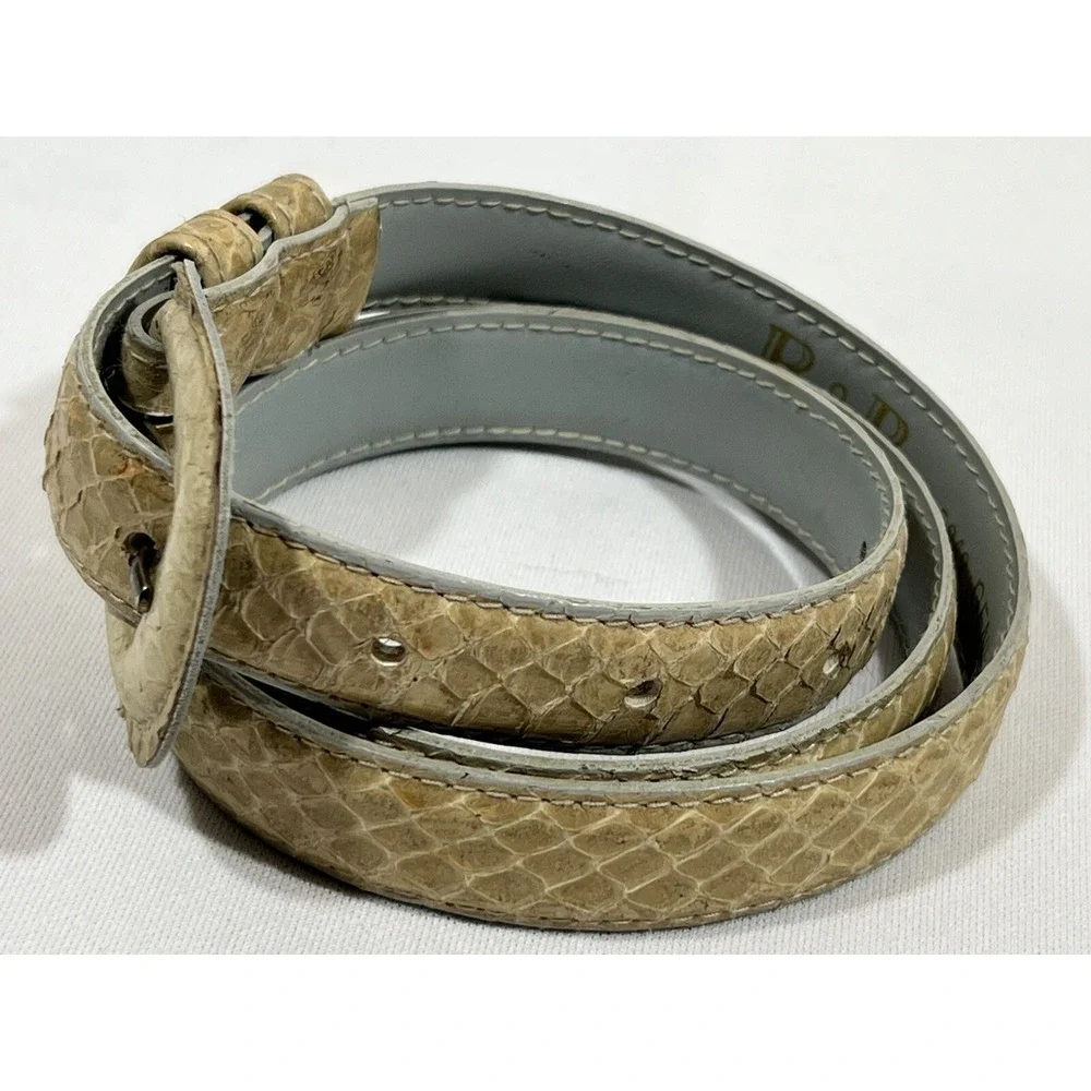 Snakeskin Belt Womens Medium Tan Leather Exotic Western Boho Adjustable